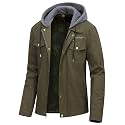 Pursky Men's Canvas Cotton Military Casual Field Jacket Outerwear With Removable Hood