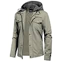 Pursky Men's Canvas Cotton Military Casual Field Jacket Outerwear With Removable Hood
