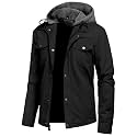 Pursky Men's Canvas Cotton Military Casual Field Jacket Outerwear With Removable Hood