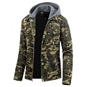 Pursky Men's Canvas Cotton Military Casual Field Jacket Outerwear With Removable Hood