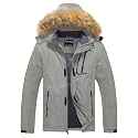 Pursky Men's Waterproof Ski Jacket Winter Snow Coats Fur Hooded Raincoats Parka