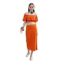 PURVAJA Womens Midi Co-ords Luna-021-Orange_Orange_Medium