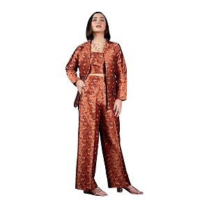 PURVAJA Womens Full Sleeve Crop Top Trouser