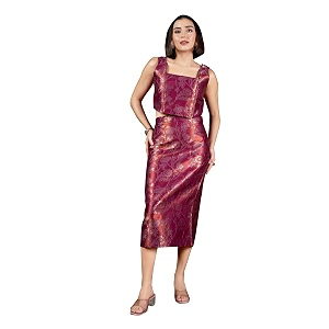 PURVAJA Womens Sleeveless Top Skirt Printed Co-Ords
