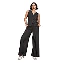 PURVAJA Women39s Sleeveless Vests Trouser Solid Co-Ords