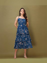 PURVAJA Women Layered Blue MidiCalf Length Dress