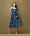 PURVAJA Women Layered Blue MidiCalf Length Dress