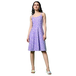 PURVAJA Womens Fit Flare Knee Length