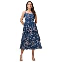 PURVAJA Womens Layered Below Knee Length Dress