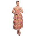 PURVAJA Womens Layered Below Knee Length Dress