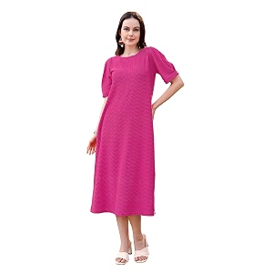 PURVAJA Womens A-Line Below Knee Length Dress