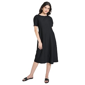 PURVAJA Womens A-Line Below Knee Length Dress