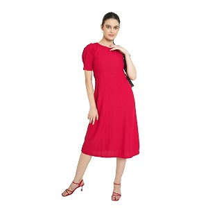PURVAJA Womens A-Line Below Knee Length Dress