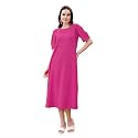 PURVAJA Womens A-Line Below Knee Length Dress