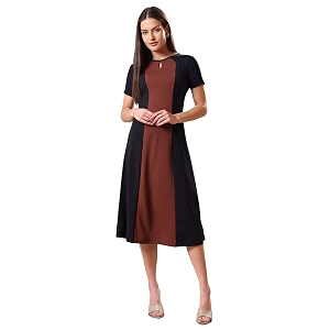 PURVAJA Womens A-Line Midi Dress Bely-173-179