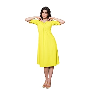 PURVAJA Womens Polyester Blend A-Line Midi Dress