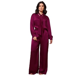 PURVAJA Womens Midi Satin Co-Ords