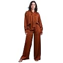 PURVAJA Womens Midi Satin Co-Ords