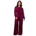 PURVAJA Womens Midi Satin Co-Ords