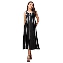 PURVAJA Womens Round Neck Flared Cotton Blend