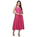 PURVAJA Womens Round Neck Flared Cotton Blend