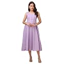 PURVAJA Womens Round Neck Flared Cotton Blend