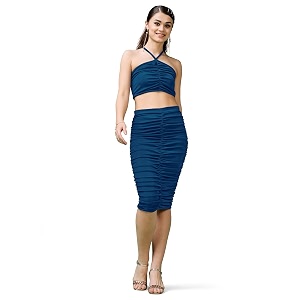 PURVAJA Womens Polyester Blend Solid Knee Length