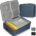 Extra Large Document Organizer Bag,Water-Resistant Travel Storage Bag, Certificate Storage Bag with Password Lock - Can Hold Bank Cards-Best for Home,Office,Travel (Blue)