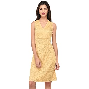 Purys Womens Synthetic A-Line Knee-Length Dress