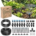 Push-to-Connect Drip Irrigation System Kit, 2-Zone Garden Watering System with 50FT 1/2" Mainline, Leak-Resistant Quick Connect Fittings, Adjustable Emitters for Raised Beds, Greenhouse