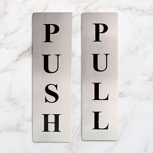 Push Pull Metal Sign Stickers - Self