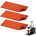 Pushglossy 3 Pcs Silicone Heat Press Cover Pad 1/8" X 4" X 8 Foam Press Mat Accessories Double Sided Use for Hat HTV Transfer Vinyl DIY Small Business (Red)