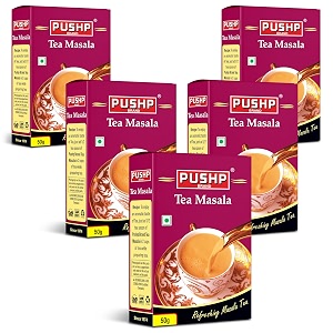 pushp brand masala aromatic chai tea masala powder with 100 natural ingredients 50 gm pack of 5