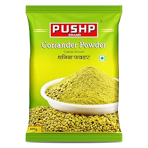 pushp brand coriander powder  pure and natural dhaniya powder 500g pouch