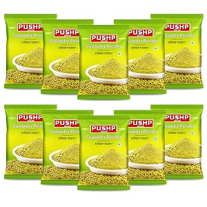 pushp brand coriander powder natural dhaniya powder 500g pouch pack of 10