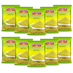 pushp brand coriander powder natural dhaniya powder 200g pouch pack of 10