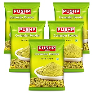 pushp brand coriander powder natural dhaniya powder 500g pouch pack of 5