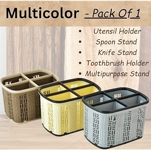 multipurpose plastic kitchen utensil holder spoon knife stand organiser set of 1pc multicolour