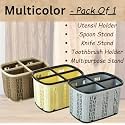 Multipurpose Plastic Kitchen Utensil Holder, Spoon, Knife Stand Organiser (Set of 1PC) (Multicolour)