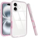 Puxicu Acrylic 2 in 1 for iPhone 17 Case，Anti-Yellowing, Military-Grade Protection, Drop Shockproof Slim Phone Cover for iPhone 17 6.3", Light Pink