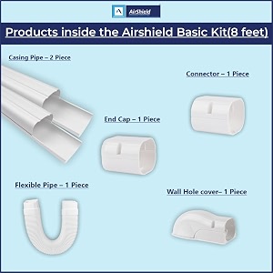 pvc air conditioner line set cover kit basic  8 feet pipe coverage but no elbowsmini split air conditioner heat pump accessories decorative white professional grade ac pipe cover lineset kit basic
