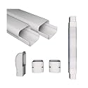 PVC Air Conditioner Line Set Cover Kit Basic | 8 feet pipe coverage but NO ELBOWS|Mini Split Air Conditioner Heat Pump Accessories |Decorative White Professional Grade AC pipe cover LineSet Kit Basic
