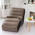 PVC Inflatable Lazy Sofa Chair, Foldable Lounge with Armrests, Air Pump Included, Brown (strest)