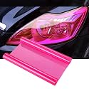 PVC Pink Car Light Film Sticker - Waterproof, Scratch Prevention, High Transparency, 30x200CM