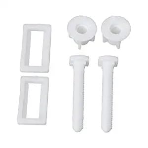 pvc screw hinges set for wall hung  durable bathroom hardware fittings accessories  plastic one piece toilet seat cover fixing hinges with nuts washers for washroom white 55mm x 23mm