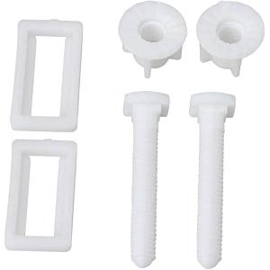 pvc screw hinges set for wall hung  durable bathroom hardware fittings accessories  plastic one piece toilet seat cover fixing hinges with nuts washers for washroom white 54mm x 23mm