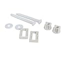 PVC Screw Hinges Set for Wall Hung | Durable Bathroom Hardware Fittings Accessories | Plastic One Piece Toilet Seat Cover Fixing Hinges with Bolts, Nuts and Washers for Washroom (White, 65MM x 23MM)