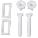 PVC Screw Hinges Set for Wall Hung | Durable Bathroom Hardware Fittings Accessories | Plastic One Piece Toilet Seat Cover Fixing Hinges with Nuts and Washers for Washroom (White, 50MM x 23MM)