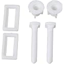 PVC Screw Hinges Set for Wall Hung | Durable Bathroom Hardware Fittings Accessories | Plastic One Piece Toilet Seat Cover Fixing Hinges with Nuts Washers for Washroom (White, 54MM x 23MM)