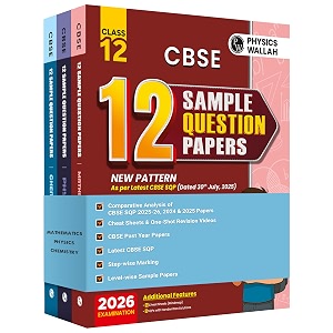 pw cbse sample paper class 12 2025-26 combo set physics chemistry maths  15 new-pattern papers per subject  111 most probable question  solved amp unsolved